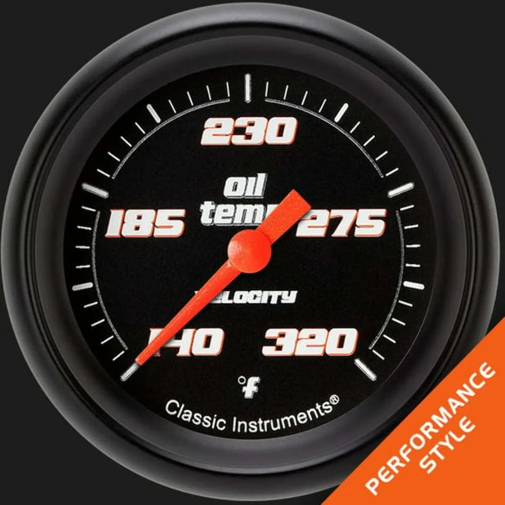 Velocity Black 2 5_8_ Oil Temperature Gauge VS328BBPF